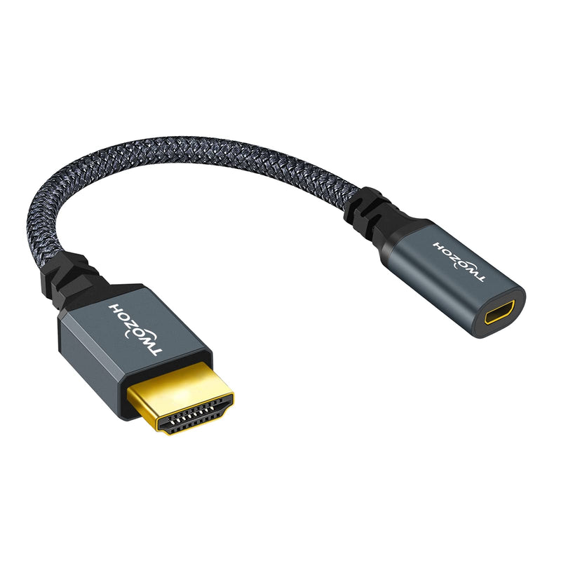 Twozoh Full Size HDMI to Micro HDMI Female Adapter Cable, Micro HDMI Socket to HDMI Adapter Cable Support 3D/4K 1080p.(20CM/0.6FT) HDMI Male to Micro Female