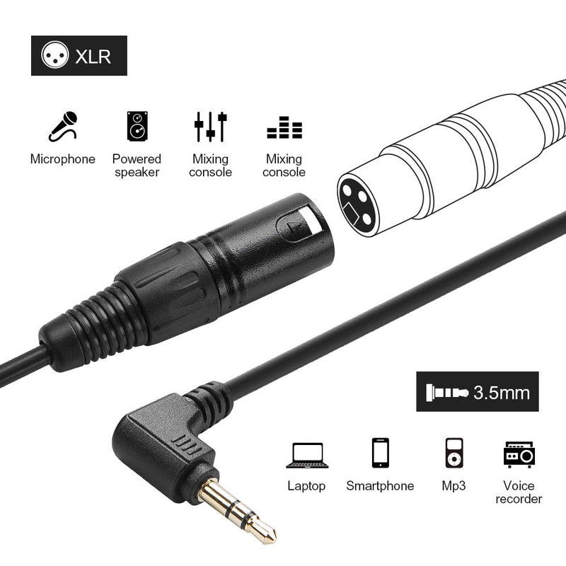 [AUSTRALIA] - 3.5mm to XLR,CableCreation 3 Feet Angle 3.5mm (1/8 Inch) TRS Stereo Male to XLR Male Cable Compatible with iPhone, iPod, Tablet,Laptop and More.Black 