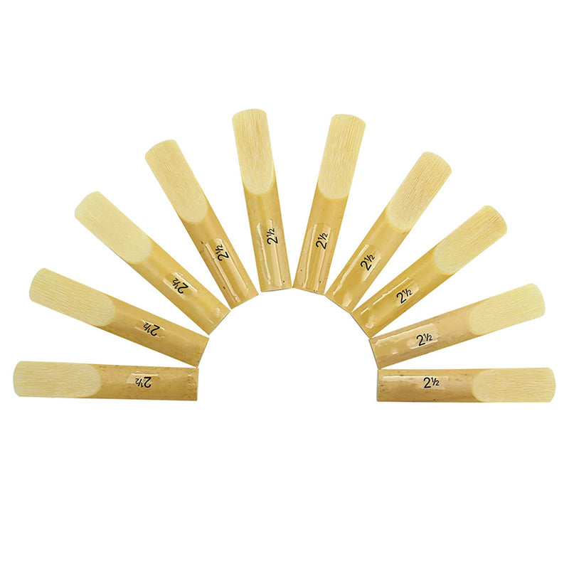 Dilwe 10Pcs Saxophone Bamboo Reeds, Strength 2.5 Reeds for Bb Tenor Sax Saxophone Accessories