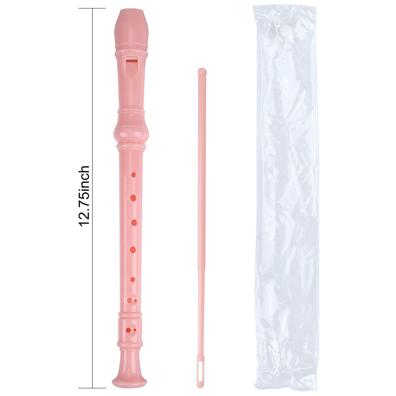 Soprano Recorder Descant Flauta Recorder 8 Hole ABS Clarinet German Style Treble flute C Key for Kids Children With Fingering Chart Instructions with Cleaning Rod Bag white