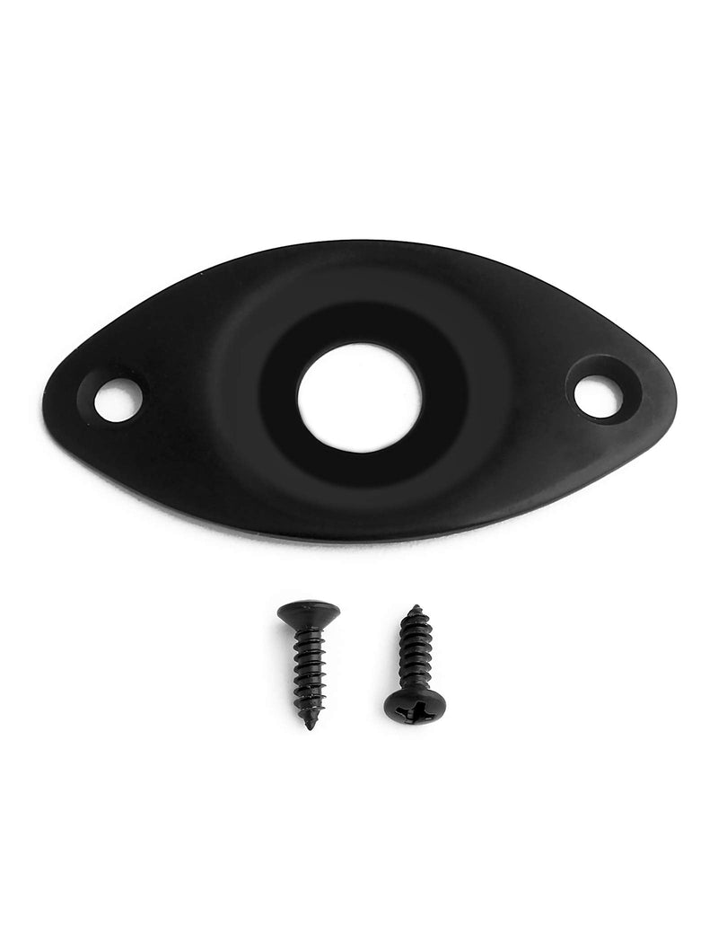 Holmer Guitar Jack Socket Plate Curved Recessed Oval Football Style Output Jack Plate Compatible with Les Paul Ibanez Jackson Guitar or Bass Parts with Screws Black.