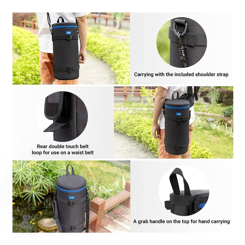 [AUSTRALIA] - JJC Camera Lens Pouch Case for Sony FE 200-600mm f/5.6-6.3 G OSS Super Telephoto Zoom Lens with Reversed Lens Hood &Teleconverter, Zipper Polyester Lens Protective Bag Interior Size 5.51X14.57” XXXXXL 
