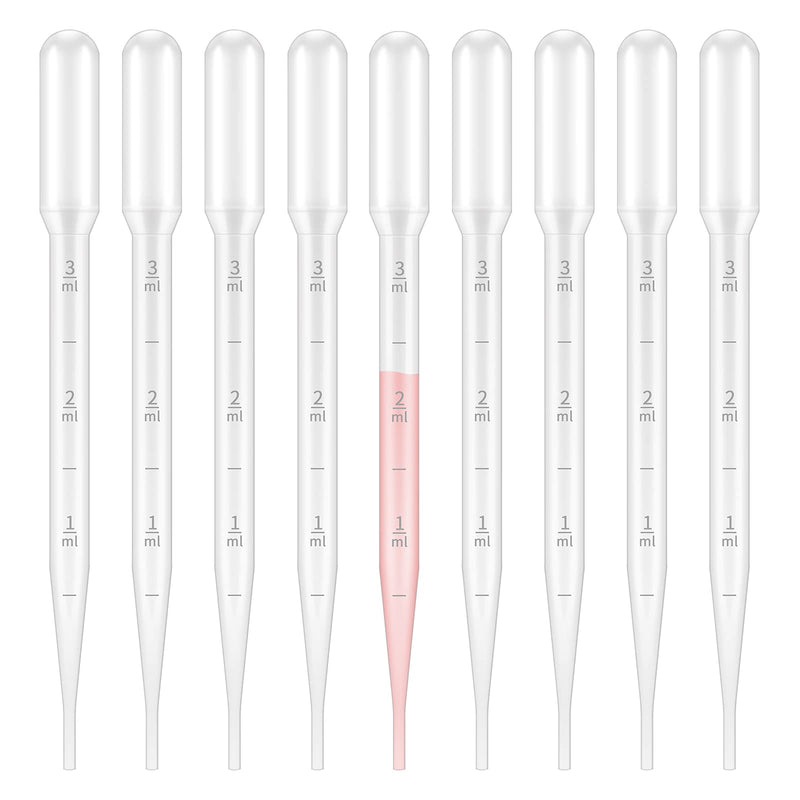 100PCS 3ml Disposable Plastic Essential Oils Graduated Transfer Pipettes for Science Laboratory, Experiment, Essential Oils, Make up Tool 100