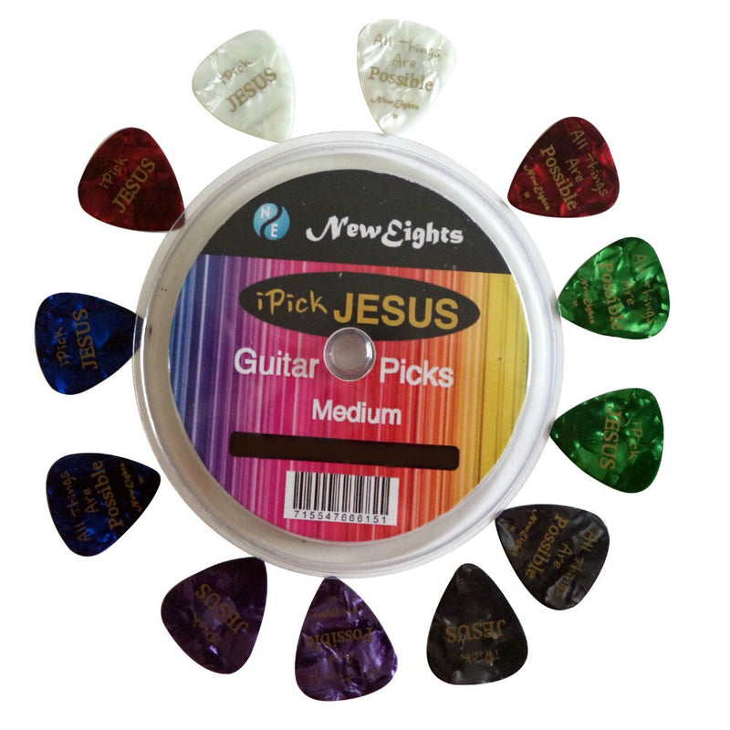 Christian i Pick Jesus Guitar Picks (12 Pack) Celluloid Medium - Best Gifts and Cool Presents for Guitarists, Worship Team, Pastors, Birthdays, Thanksgiving, Christmas, Baptism