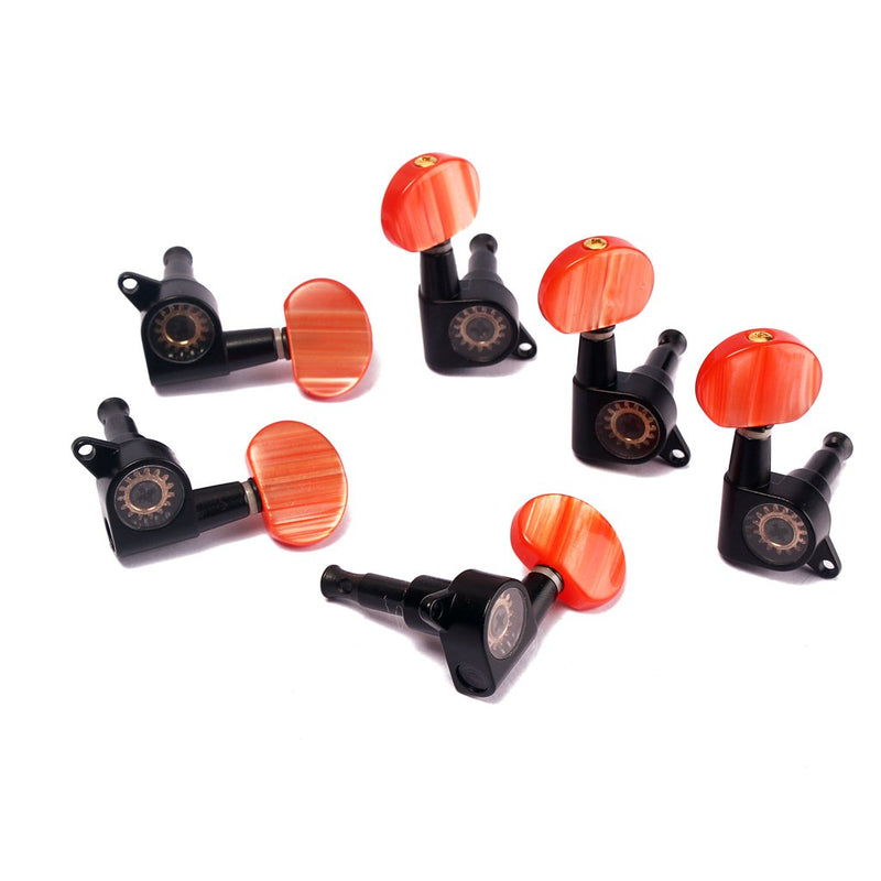 Alnicov Guitar String Tuning Pegs Sealed Guitar Turner Machine Heads For Electric Or Acoustic Guitar,Black+Red