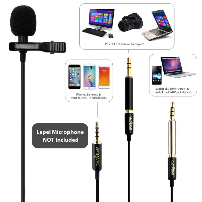 Aufgeld TRRS to TRS Male to Female 4pin 3pin Adapter for Small Mini Lavalier Lapel Omnidirectional Condenser Microphone Apple iPhone Android Windows Cellphones Noise Cancelling Mic 4 to 3 pin 3PA