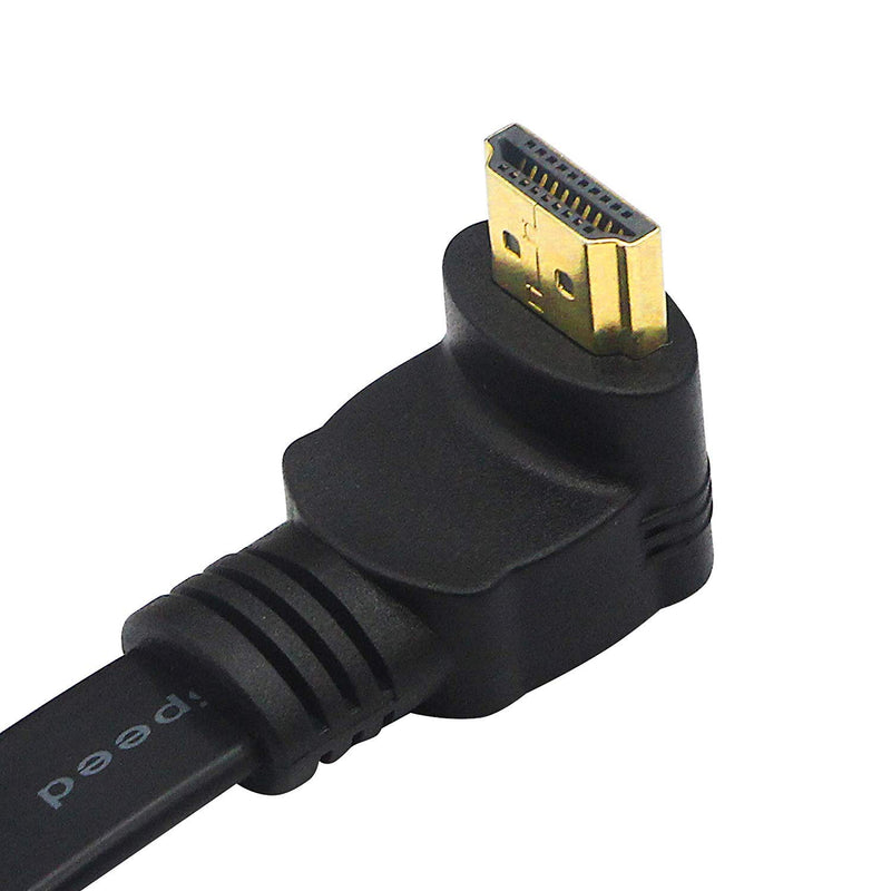 [AUSTRALIA] - CERRXIAN 1FT Flat Slim High Speed HDMI Extension Cable A Female to 90 Degree Down Angle A Male Cord 