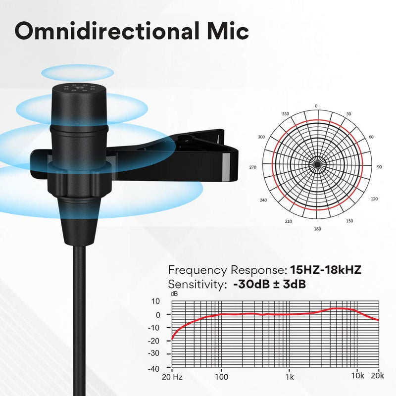 [AUSTRALIA] - Lavalier Microphone with Headphone Jack MAONO Dual Clip on Handsfree Omnidirectional Condenser Interview Lapel Mic Compatible with iPhone, Android, iPad, Camera, Computer, PC, Tablets, AU303 AU303 Lavalier Microphone 