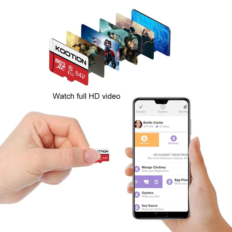 KOOTION 64GB Micro SD Card 2 Pack Ultra Micro SDXC Memory U1 Card Class 10 Micro SD Cards 64GB High Speed TF Card R Flash, C10, U1, 64 GB (2 Pack) 2×64GB