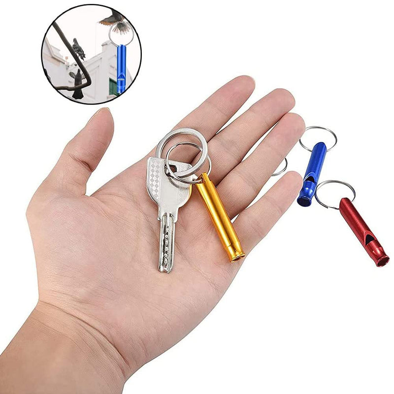 Amasawa 5pcs small whistle outdoor for Hiking Camping Climbing aluminum alloy whistle, life-saving referee key chain pendant small gift decoration (Random Color)