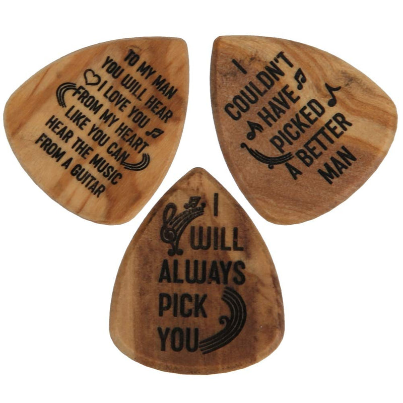 Bnineteenteam Guitar Picks Case Plectrum Box with 3 Pcs Guitar Pick,Wood Guitar Pick Box for Guitar Picks Storage