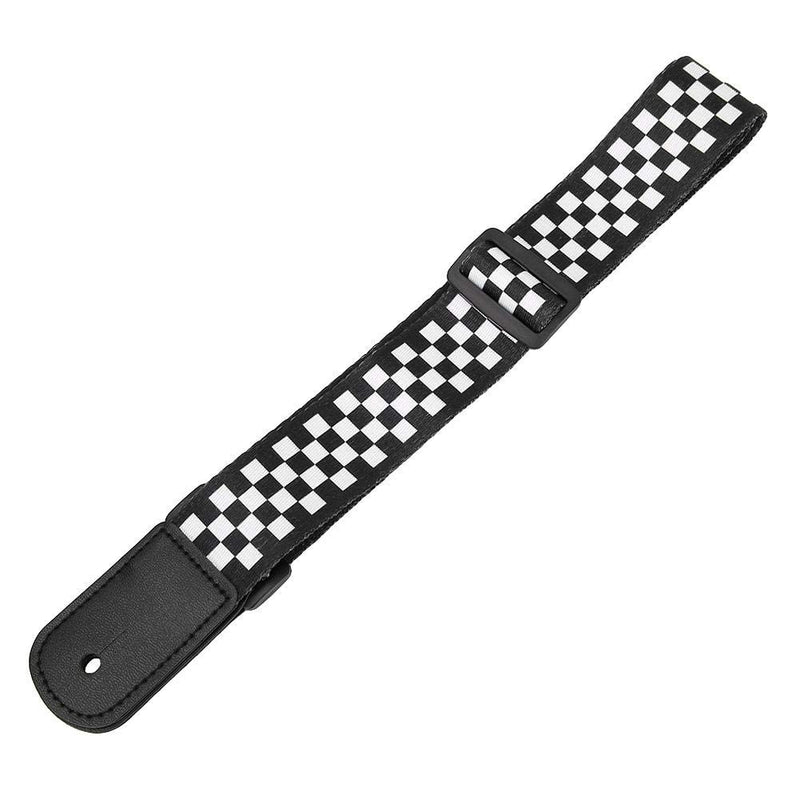 Bnineteenteam Guitar Shoulder Strap, Black and White Squares Pattern Adjustable Guitar Shoulder Strap Accessory for Ukulele 4 String Musical Instruments