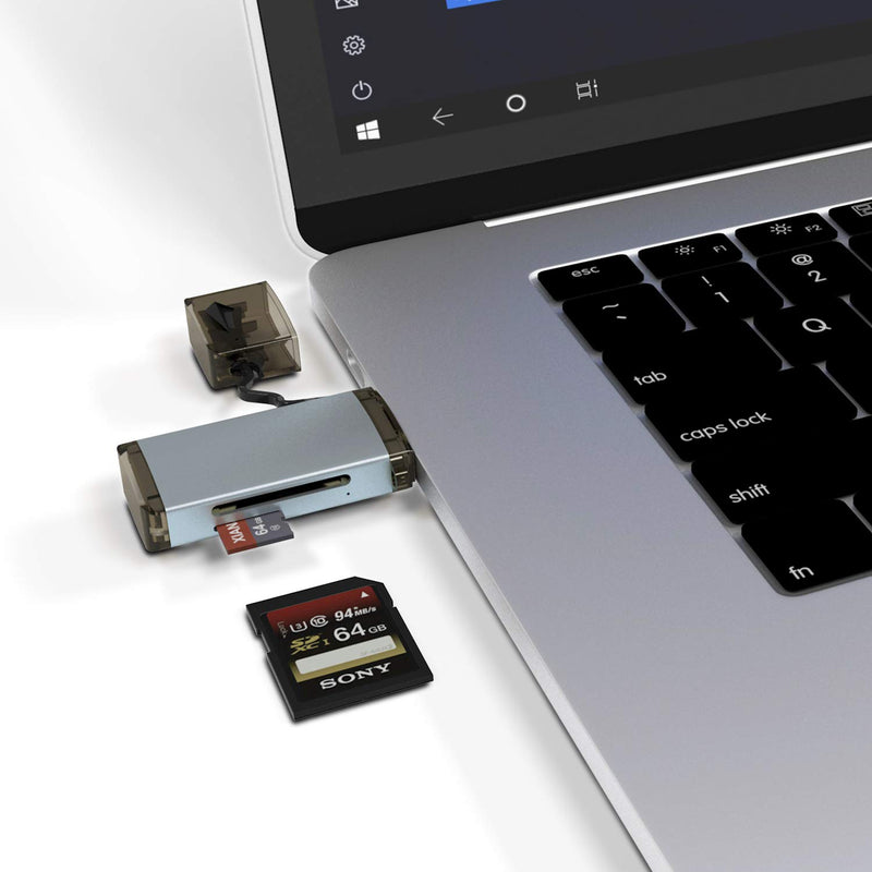 Rytaki SD Card Reader, 2-in-1 USB 3.0 Memory Card Reader hub for SDXC, SDHC, SD, MMC, RS-MMC, Micro SDXC, Micro SD, Micro SDHC Card and UHS-I Cards, Aluminum