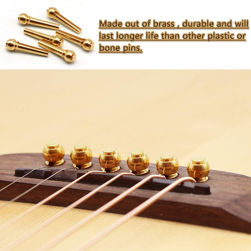 6Pcs Brass Guitar Bridge Pins + 2Pcs String Winder for Acoustic Guitar With Guitar Bridge Replacement Parts for Guitar