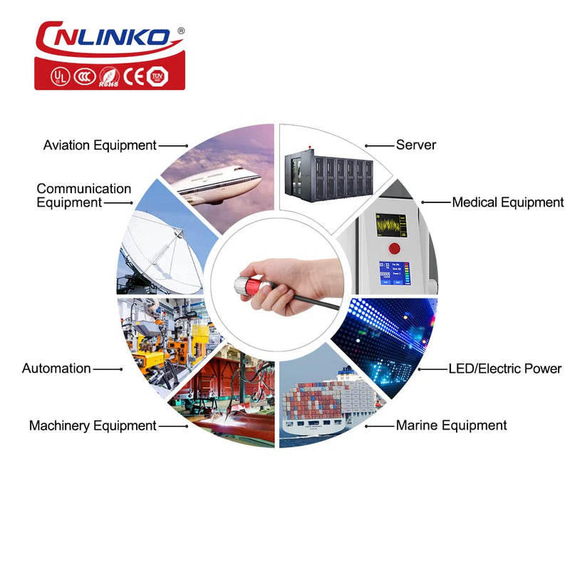 CNLINKO DH Series M20 Waterproof Connector 2/3/4/5/7/9/12 Pin Bayonet Connecting Type Metal Shell Soldering Cable Landscape Light Female Plug Male Socket IP67 Waterproof connectors 3pin
