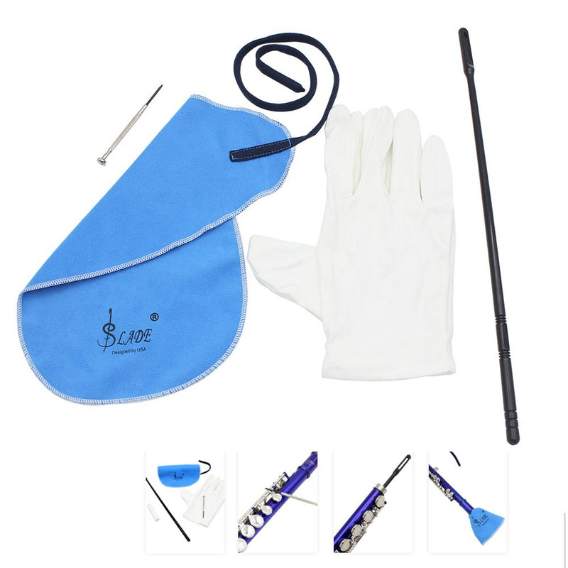 Andoer Flute Cleaning Kit Set with Cleaning Cloth Stick Screwdriver Gloves