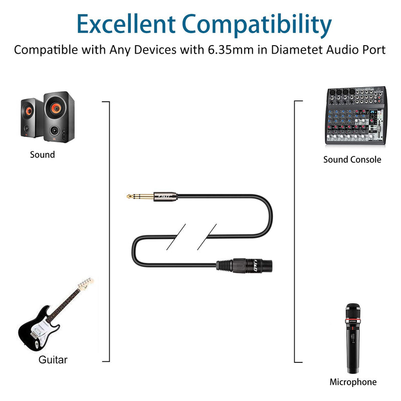 [AUSTRALIA] - J&D 6.35mm to XLR Cable, PVC Shelled 6.35mm 1/4 inch TRS Male to XLR Female XLR to TRS 1/4 inch Balanced Interconnect Cable Adapter Audio Cable for Speaker Condenser Mic Guitar Mixer AMP, 15 Feet 
