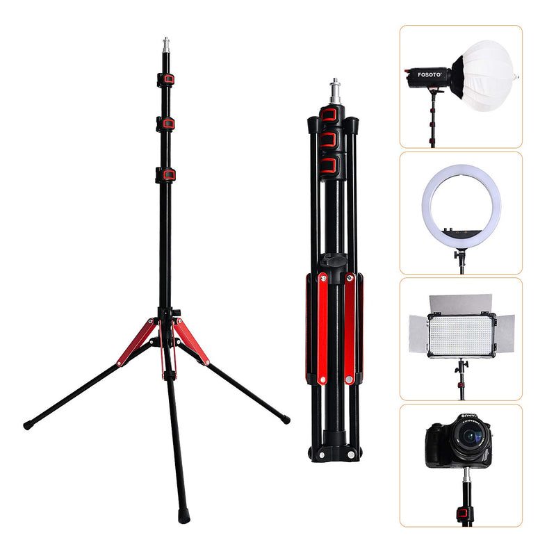 FOSOTO Photography 75" Light Stand Super Lightweight Aluminum Alloy Tripod Light Stand Reverse Legs for Ring Lights Relfectors Softboxes Umbrellas Backgrounds Video Studio with Carry Bag