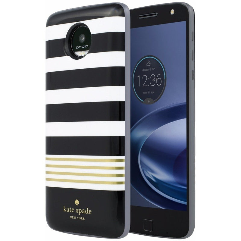 [AUSTRALIA] - Kate Spade Power Pack Case MotoMod For Moto Z and Moto Z Force Droid-2200 mAh - Black and White Stripe 
