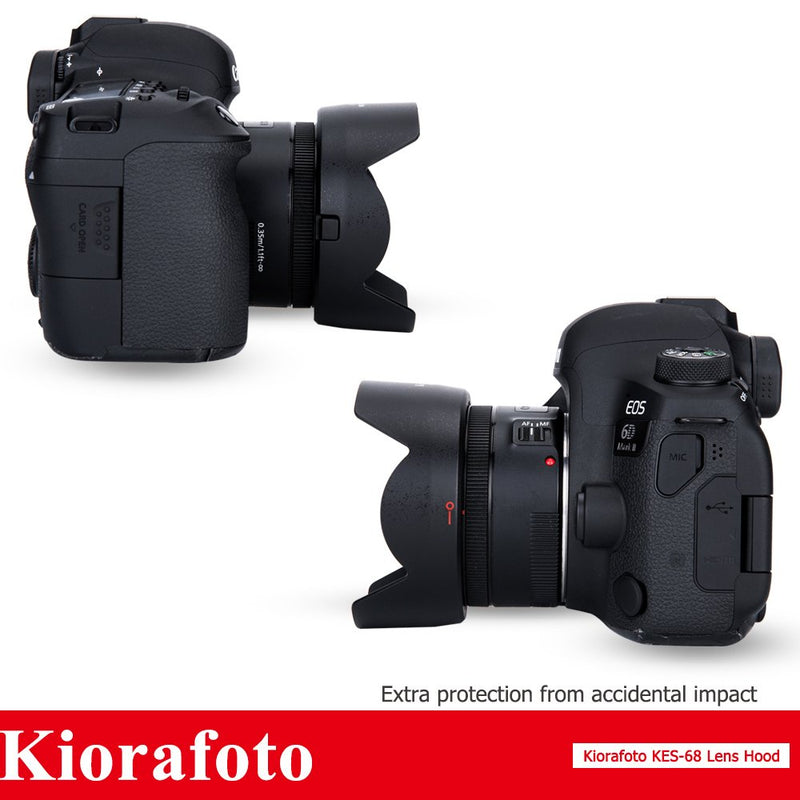 Kiorafoto Dedicated Bayonet Petal Flower Reversible Lens Hood Shade Protector for Canon EF 50mm f/1.8 STM Lens, Replaces Canon ES-68, with Button to Lock or Release