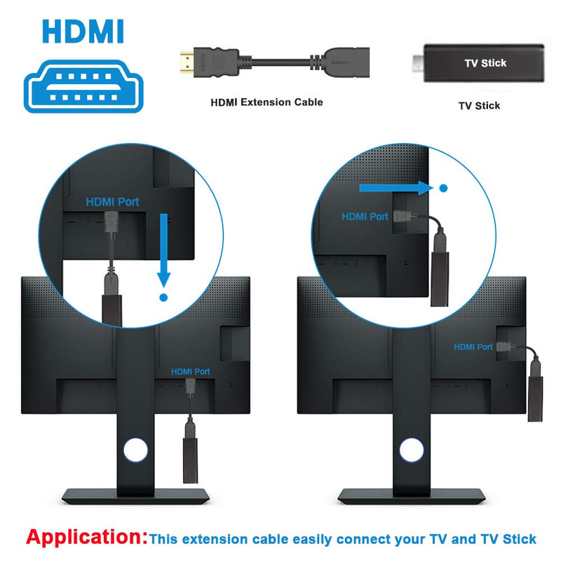HDMI Extension Cable 2 Pack, Electop Support 4K & 3D 1080P High Speed HDMI Male to Female Extender Adapter Converter for Google Chrome Cast,Roku Stick,TV Stick,HDTV,PS3/4,Xbox360,Laptop and PC