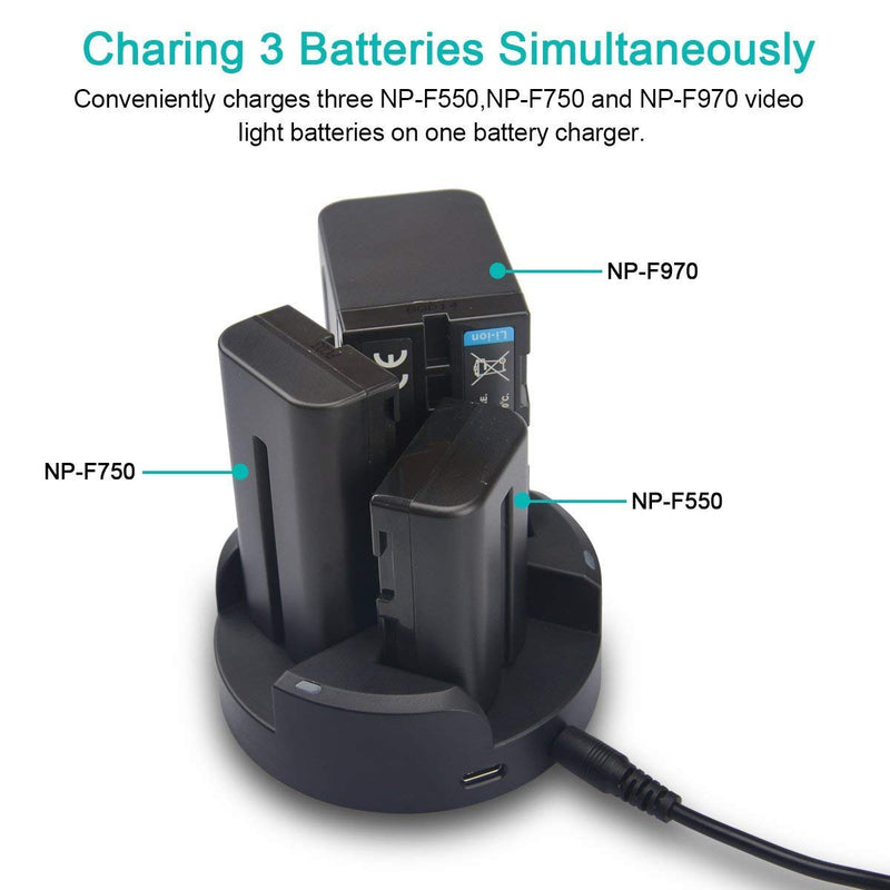 NP-F550 Newmowa Replacement Battery (3-Pack) and 3-Channel Charger Kit for Sony NP-F550 and Sony CCD-SC55 TR516 TR716 TR818 TR910 TR917