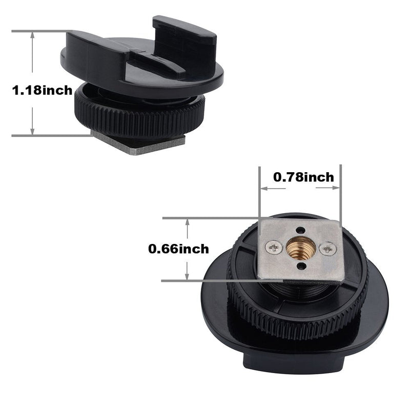 Suptig Mount Light Adapter Cold Shoe Mount Adapter for SLR Camera Gopro Camera Suptig Light and Other Action Cameras (2 Pack) Black