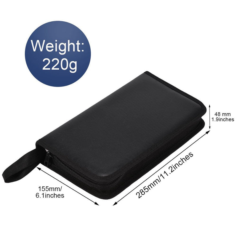 [AUSTRALIA] - Zerone PU Leather CD Case, 80 Capacity Heavy Duty CD Wallets Portable VCD DVD Disc Storage Case Bag Organizer Holder(Black) Black 
