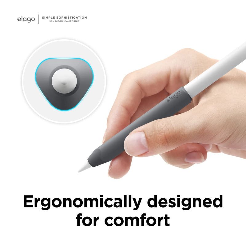 elago Pencil Grip 2 Pack Silicone Holder Compatible with Apple Pencil 2nd Generation, Compatible with iPad Pencil 2 Cover, Stylus Sleeve, Ergonomic Design, Compatible with Double Tap(Dark Grey, Mint) Dark Grey, Mint