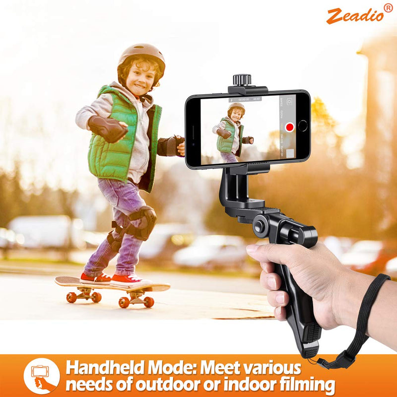 Zeadio Mini Smartphone Tripod Grip Stabilizer, Desktop Tabletop Stand Tripod with Phone Holder，Fits for All iPhone and Android Smartphones
