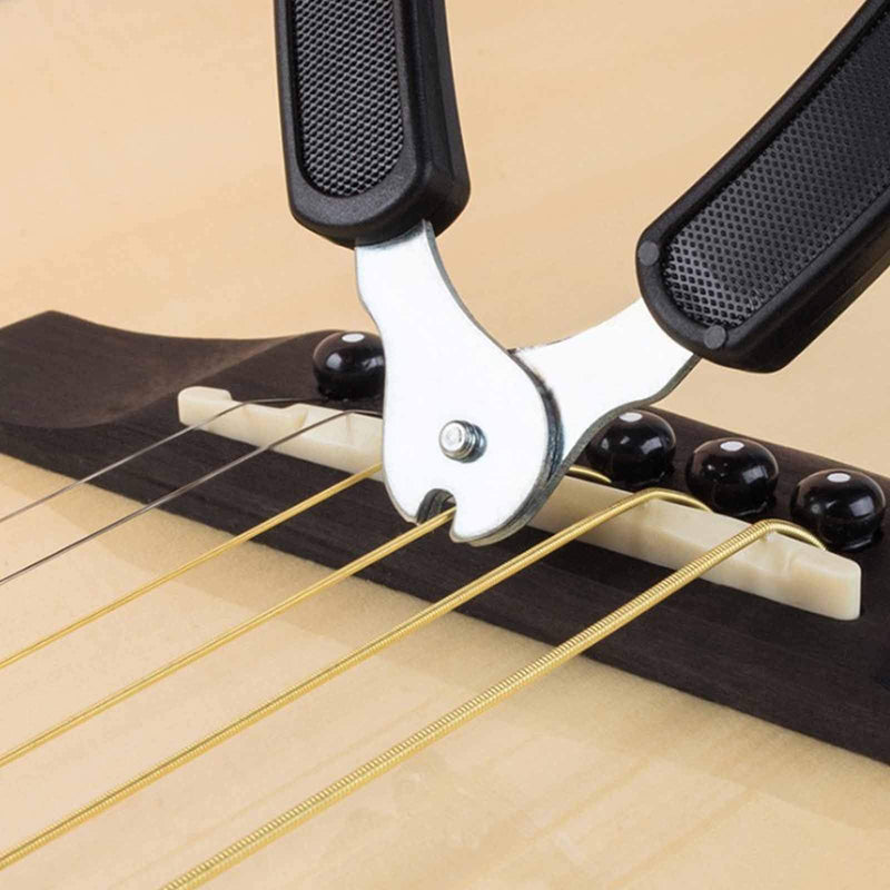 HONJIE 3 in 1 Guitar String Winder Cutter and Bridge Pin Puller, Guitar Repair Tool Functional,Black