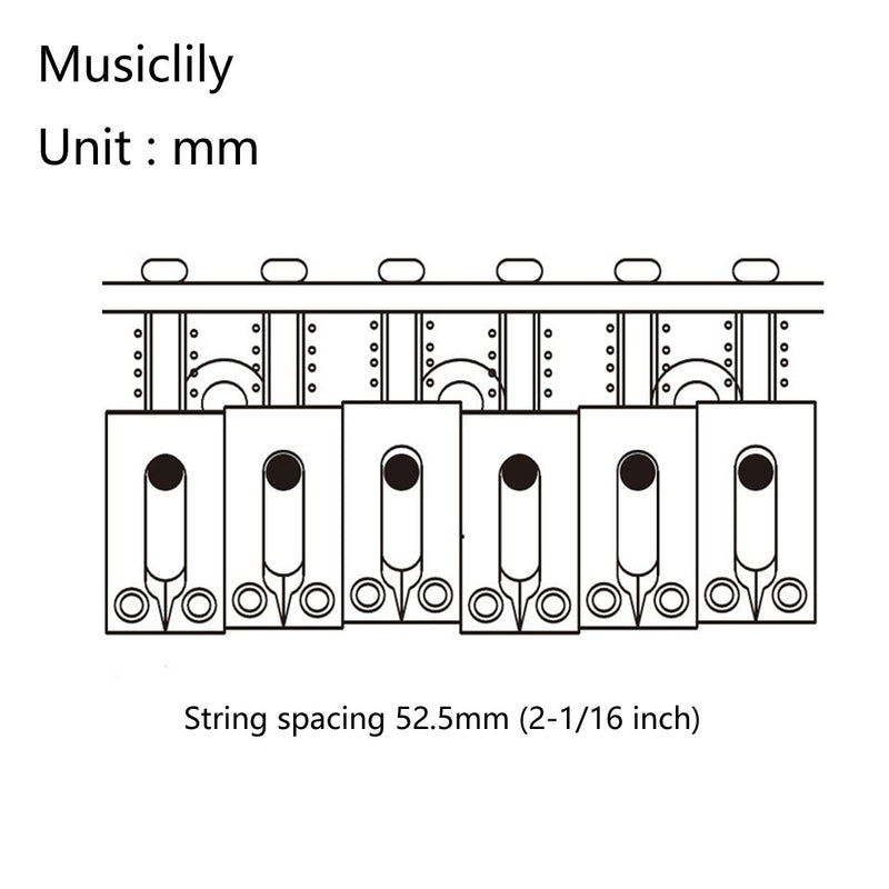 Musiclily Pro 52.5mm 6-String Modern Style Guitar Strat Bridge Saddles Set for Stratocaster or Telecaster, Chrome