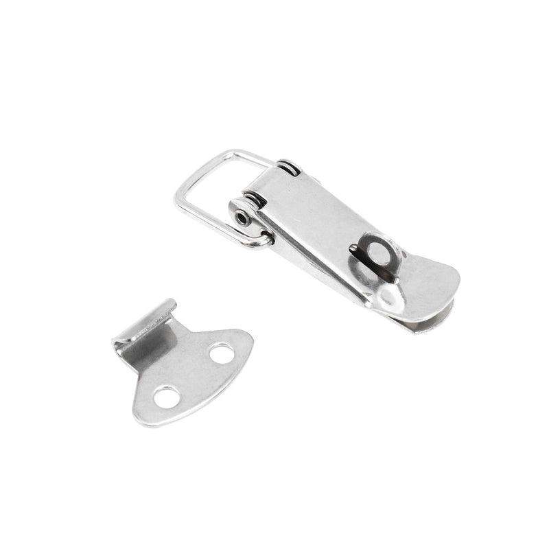 FarBoat Door Hasp Latch 4Pcs Hasp Toggle Latch Catch Clamp Clip Stinless Steel for Trunk Case Box with Mounting Screws Latch Door Hasp Latch Lock (Silver, 72x27mm/2.8x1.1inch) 72x27mm/2.8x1.1inch, 4Pcs with hole