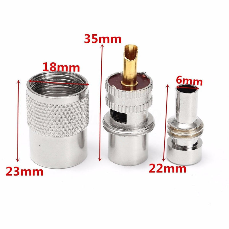 ESUMIC PL259 Solder Connector Plug with Reducer for RG8X Coaxial Coax Cable 10Pack