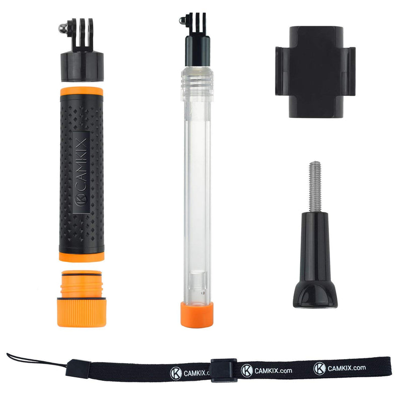 CamKix Waterproof Telescopic Pole Floating Hand Grip - Compatible with Gopro Hero 8 Black, Hero 7, 6, 5, Black, Session, Hero 4, Session, Black, Silver, Hero+ LCD and DJI Osmo Action Orange