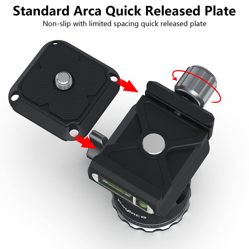 POYINCO Tripod Mini Ball Head 360 Degree Rotating Panoramic Ballhead with 1/4" Screw Quick Shoe Plate, for Tripod Monopod Slider DSLR Camera Camcorder,Max Load up to 5 kg/ 11lb 1/4" quick shoe plate