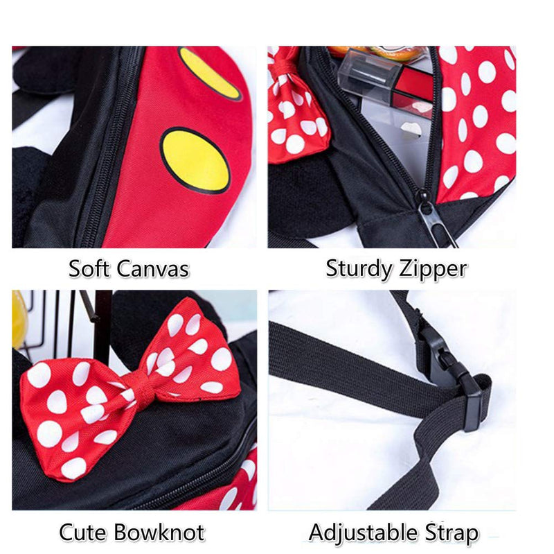 Toddlers Boys Girls Cartoon Fanny Pack Waist Pack Cute Canvas Crossbody Purse Handbag with Mouse Ears Pattern 2