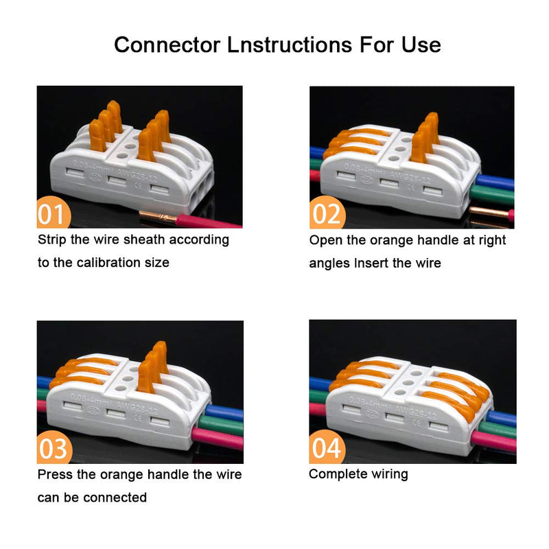 FULARR 30Pcs Premium SPL-2 / SPL-3 Lever-Nut Wire Connectors, Conductor Compact Wire Connectors, Quick Compact Splice Wire Conductors Cable Clamp Terminal Block Spring Connector