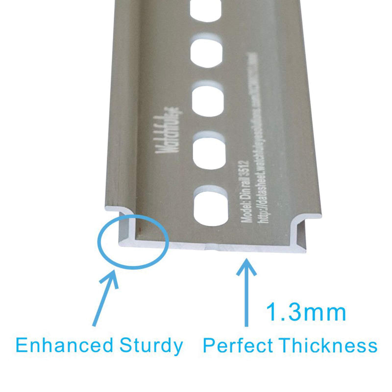 WatchfulEyE DIN Rail Mounting Bracket | Rack Mount DIN Rail Kit Rack Ears DIN Rail Slotted Aluminum Alloy Oxidation Length 17 Inch Width 35mm Height 7.5mm