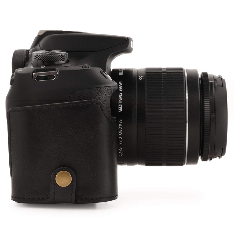 MegaGear MG1607 Ever Ready Leather Camera Case compatible with Canon EOS Rebel T7 (18-55mm), 2000D (18-55mm) - Black