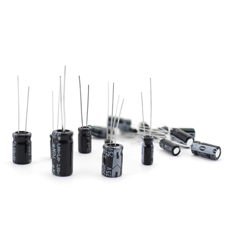 24 Value 500pcs Aluminum Electrolytic Capacitor kit, WOWOONE Capacitor Assortment, Radial Lead Type Range 0.1uF-1000uF with Assortment Box, for Hobby Electronics, Audio Video Project Electronic Repair