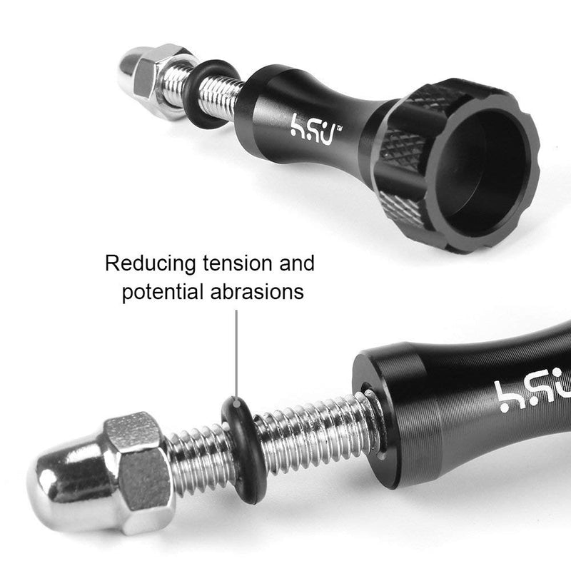 HSU Aluminum Thumbscrew Set + Wrench for Gopro Session,Hero 10, 9, (2018),Hero 8/7/6/5/4/3+/3/2/1, AKASO Campark and Other Action Cameras (Black,3Pcs) Thumbscrew Set + Wrench(Black)