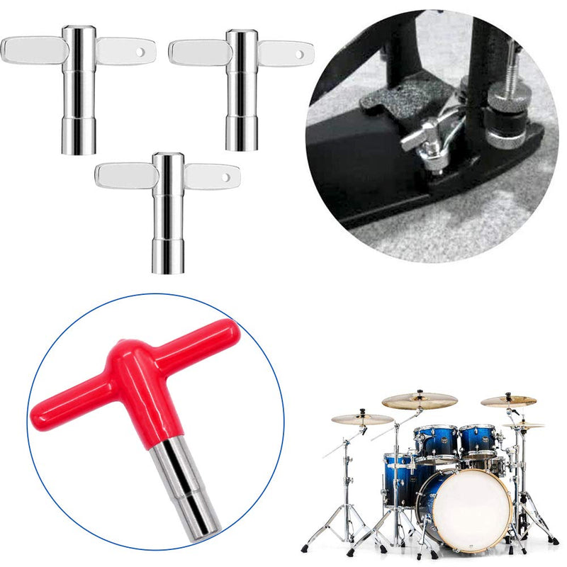 EASTROCK Drum Keys Pack of 4 with More Asvanced Material Rubber And Plastic Handles Drum Key,Durable Tool Drum Torque Tuning Key With Hole(Red) 1-3 Red