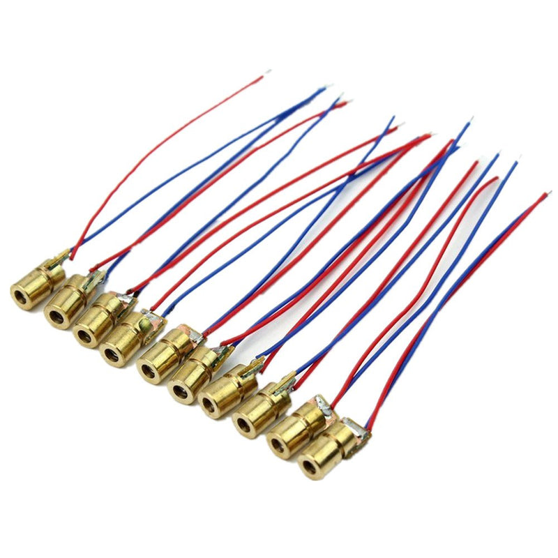 GeeBat 10pcs Mini Laser Dot Diode Module Head Red 650nm 6mm 5V 5mW Diode Lasers