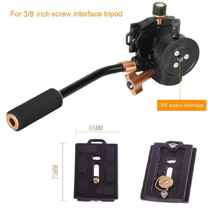 Soonpho Q-08S Heavy Duty Video Camera Tripod Fluid Drag Pan Head with Extended Handle for DSLR Camera,Camcorders,1/4 & 3/8 inch Screw Sliding Plate 360 Degree Rotating Tripod Head