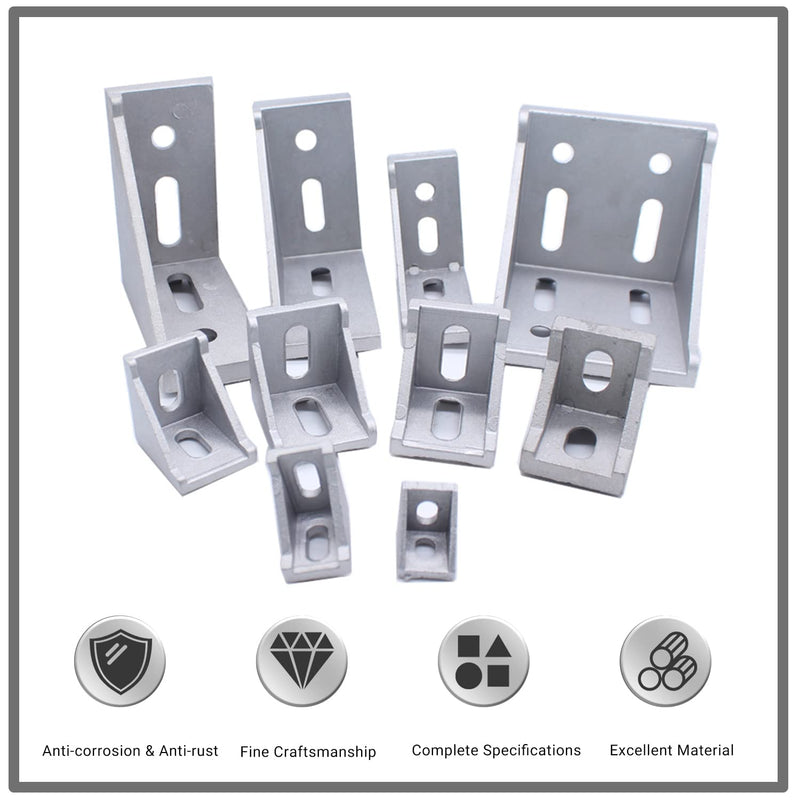 MroMax 8PCS Inner Angle Bracket Gusset Aluminum Alloy Inner Joint Bracket Suitable for 3030 Series Aluminum Extrusion Profile Silver