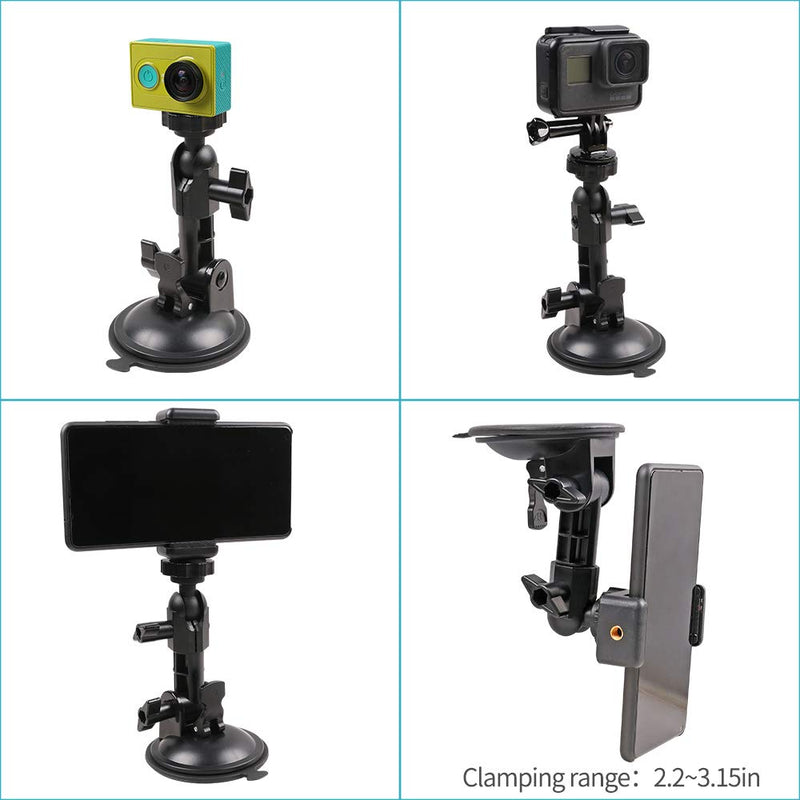 SUREWO Suction Cup Camera Car Mount with Tripod Adapter for GoPro Hero 10 9 8 7 6 5 4 Black,Car Suction Cup Mount Compatible with GoPro,DJI Osmo Action,XiaoMi YI and Most Action Cameras