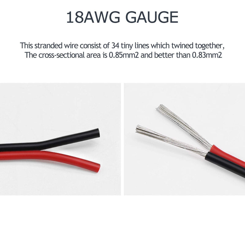 [AUSTRALIA] - MARSWIRE 18 Gauge awg 2pin Electrical Wire, DC 12V LED Light Wire Auto Hookup Wire Copper Cable, with Spool for LED Lamp Light TV Auto (40FT) 40FT 