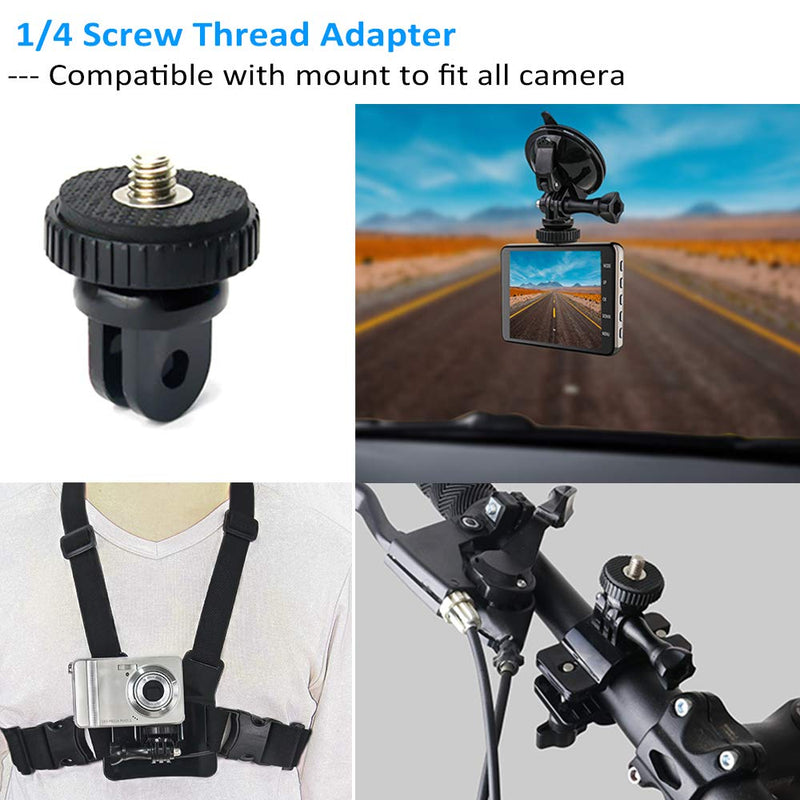 [AUSTRALIA] - Woleyi Action Camera Accessories, Adhesived Curved & Flat Mounts with Buckle, 1/4 Screw Thread with Thumb Screw, Compatible with Gopro Mounts and All Cameras 