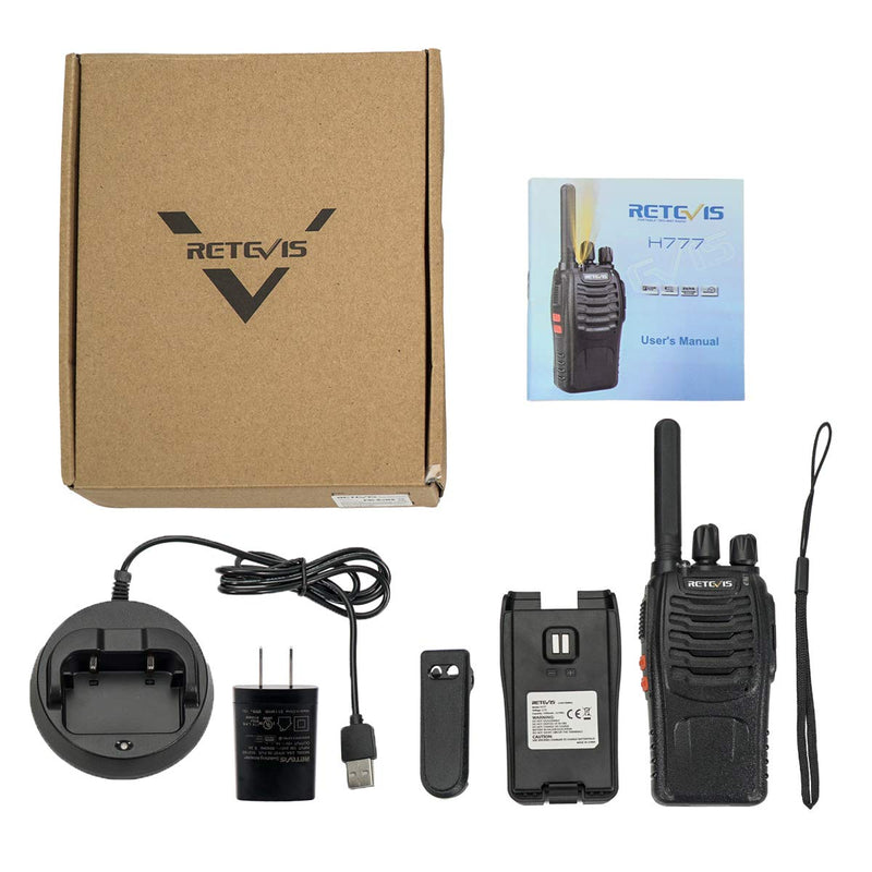 Retevis H-777 Walkie Talkie 16CH USB Rechargeable Long Range Flashlight Scan 2 Way Radio(1 Pack)